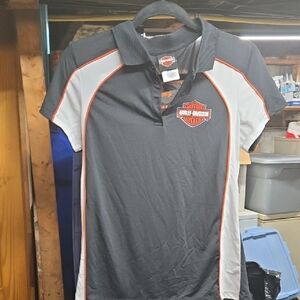 Harley-Davidson Womens Polo in Black, white and Orange